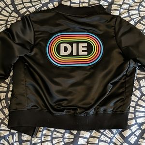"DIE" satin bomber jacket